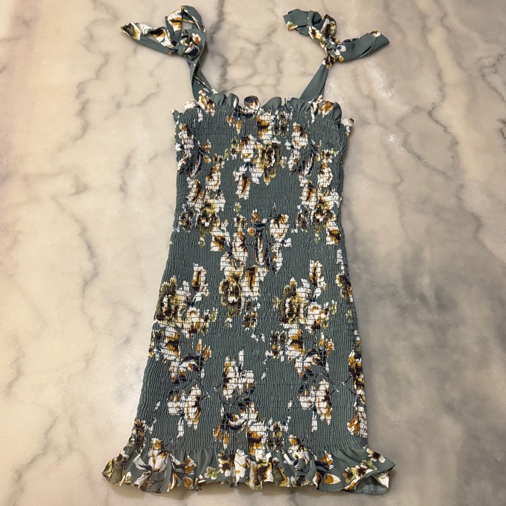 Free People Blue Floral Smocked Dress